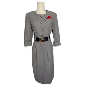 Womens 70's 80's Gingham Vintage Pinup Dress midi | MEDIUM